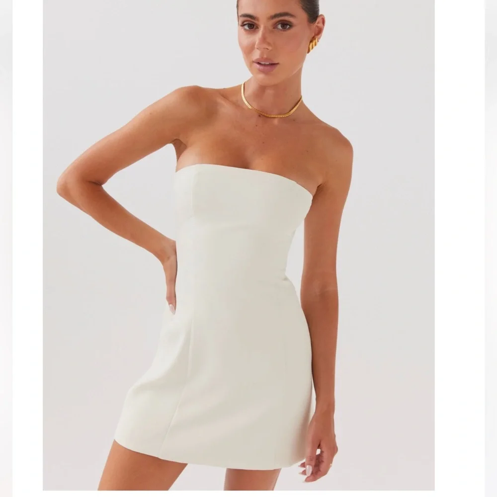 Peppermayo - Ayanna Strapless Mini Dress - Ivory - Picture 1 of 3